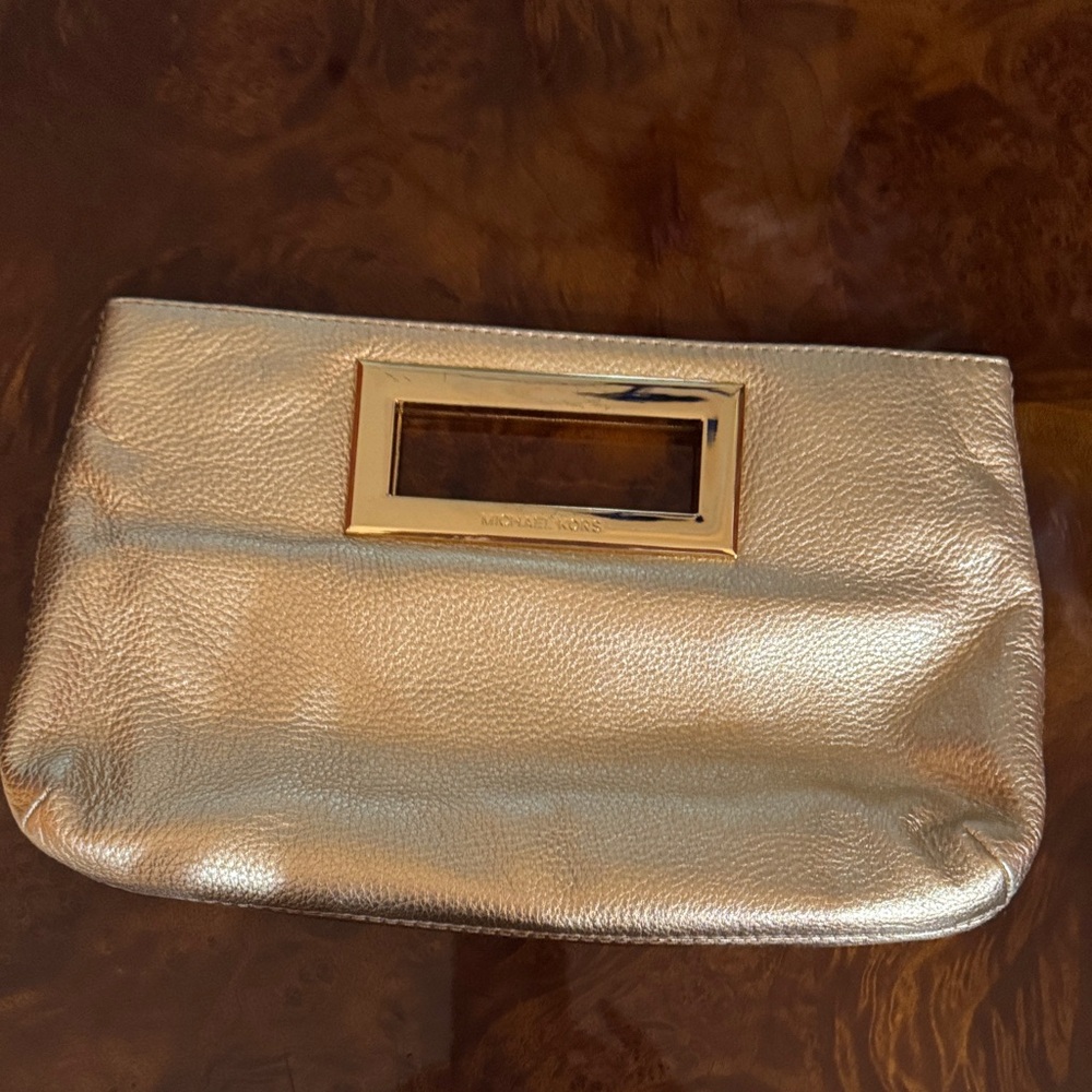 Michael Kors Gold Textured Clutch
